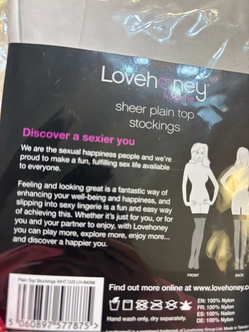 🇺🇸 NEW Lovehoney Stockings - One Size White Sheer Thigh-High Plain Top Nylon